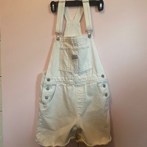 Levi’s white denim overalls